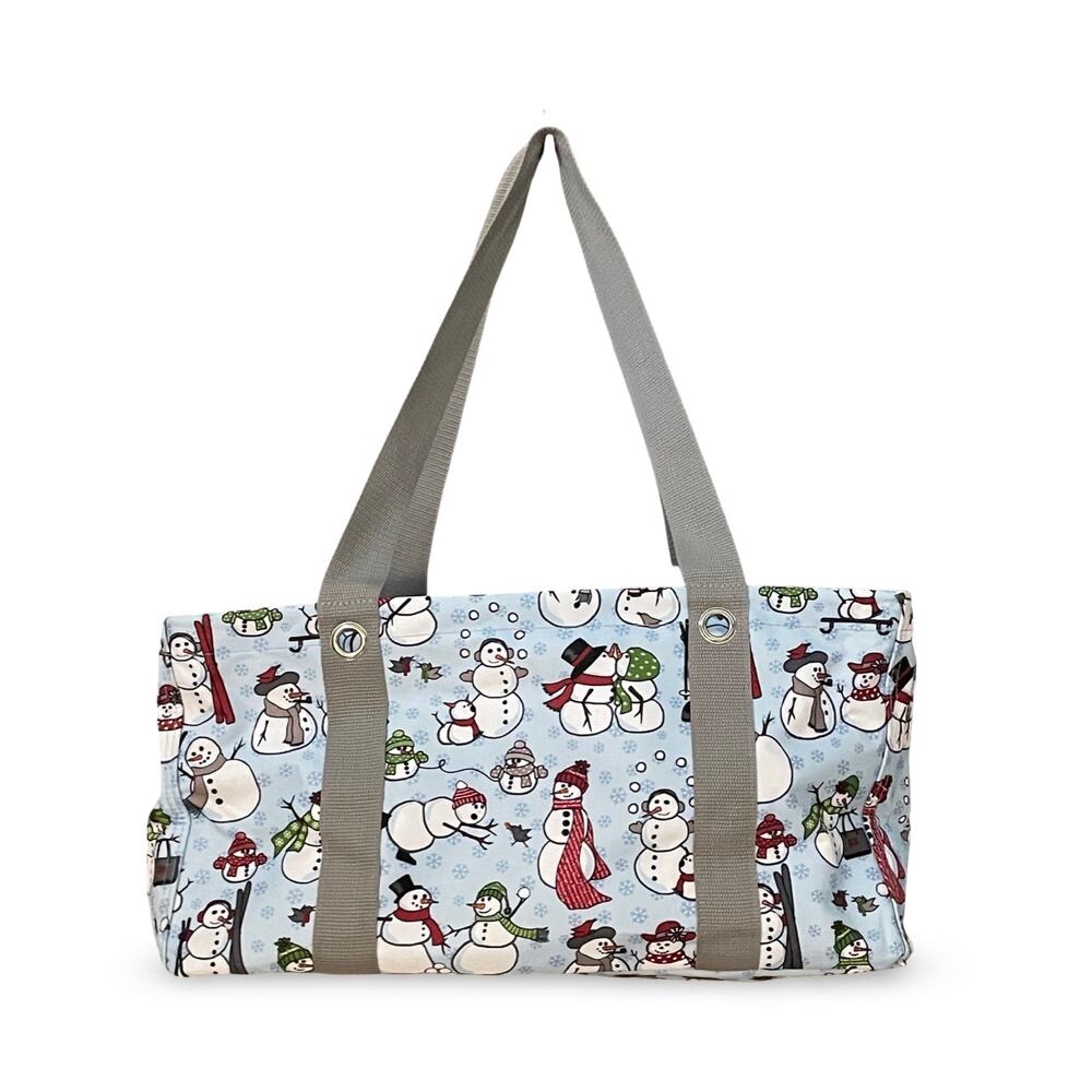 Thirty-One Small Utility Tote Snow Daze Snowman Blue Snowflake Organizer Bag 31 - Picture 4 of 12